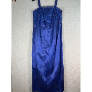 Dave & Johnny Dress 13/14 Royal Blue‎ Formal Sequin Embroidered Bodice USA